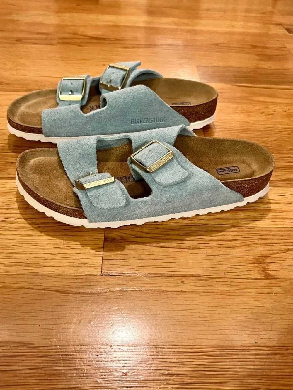 GUC Women's Birkenstock Arizona Blue Suede Sandals Shoes Size 36 N or 6 Narrow